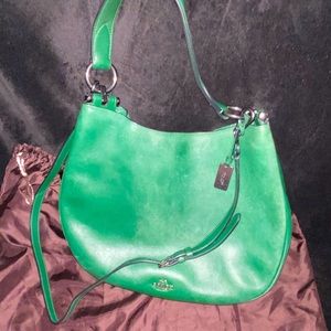 COACH Green Nomad Hobo in Glovetanned Leather